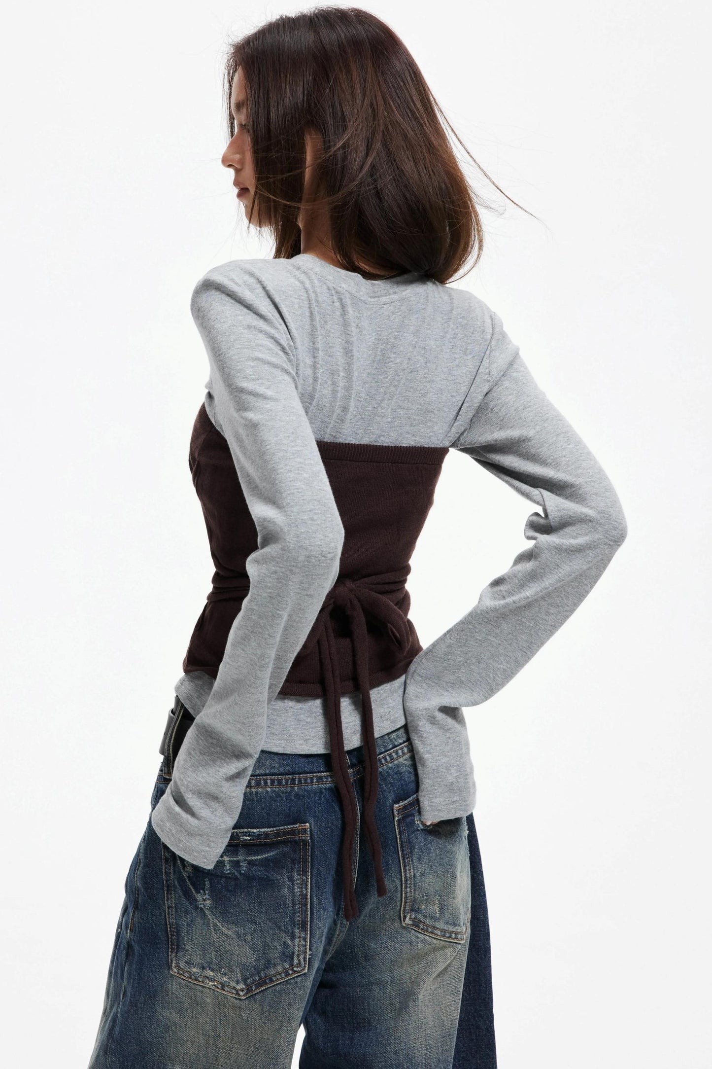 Woolen Layered Slim Knit Strap Bandeau Suit