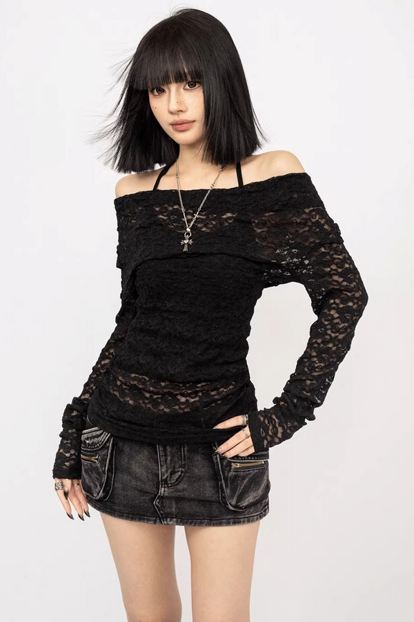 Retro Lace Off-Shoulder Top