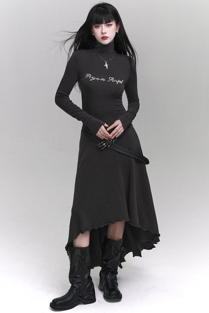 Elegant Gray Black Gothic Dress