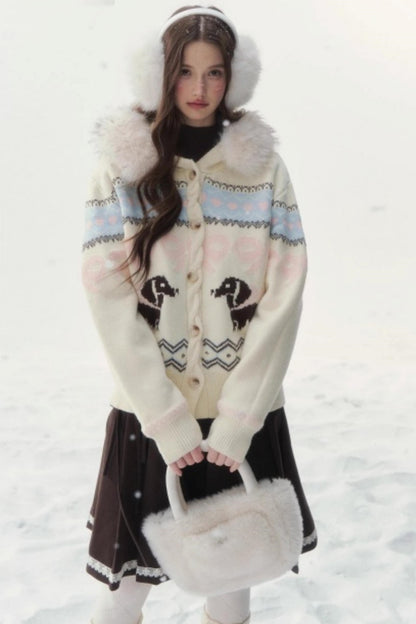 Retro Fair Isle Dachshund Sweater Jacket