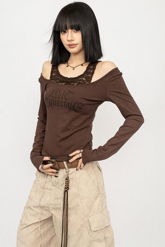 Retro Lace Off-Shoulder Top