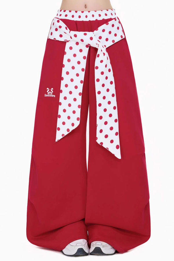 Retro Polka Dot Belt Sweatpants