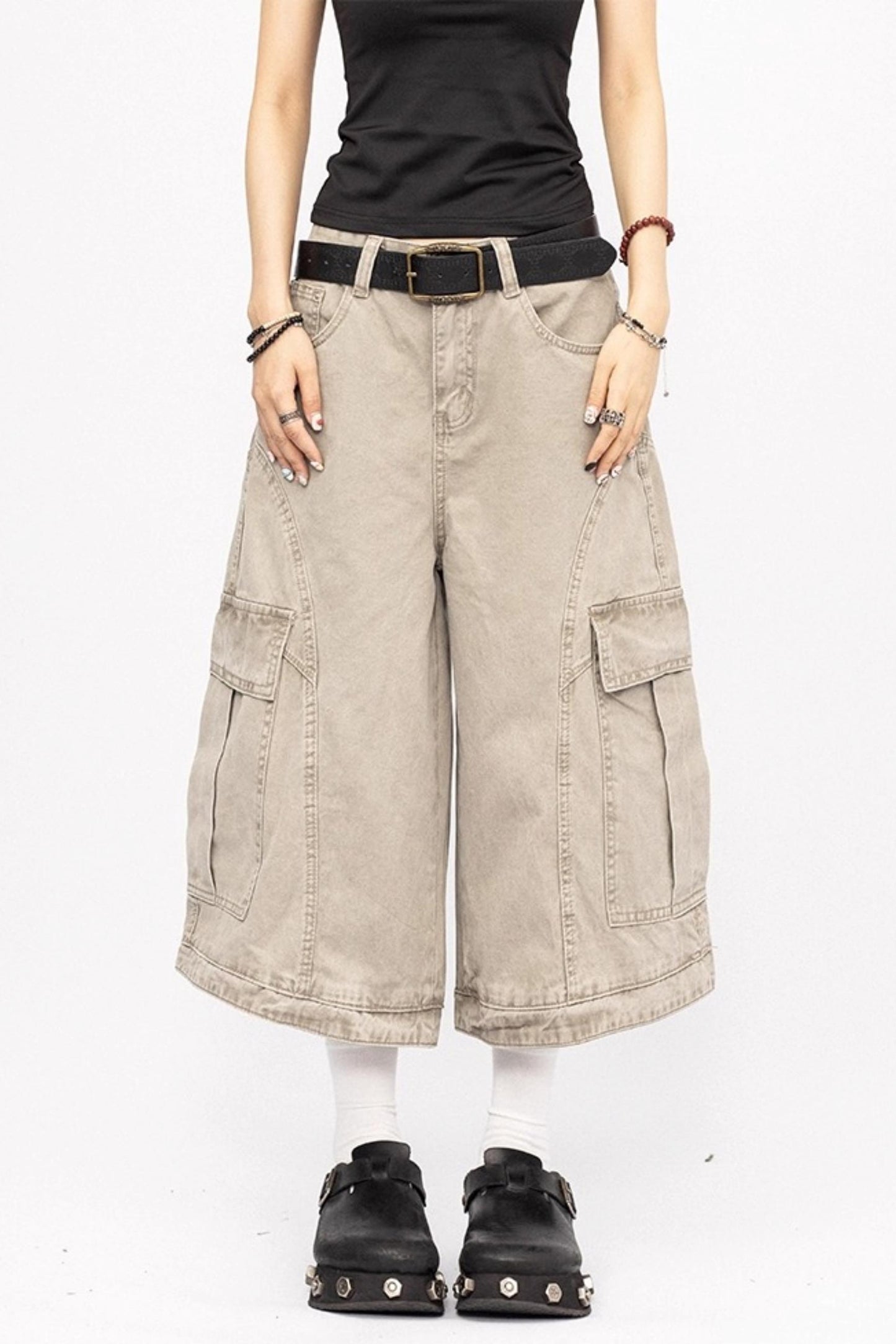 American Vintage Cargo Denim Cropped Pants