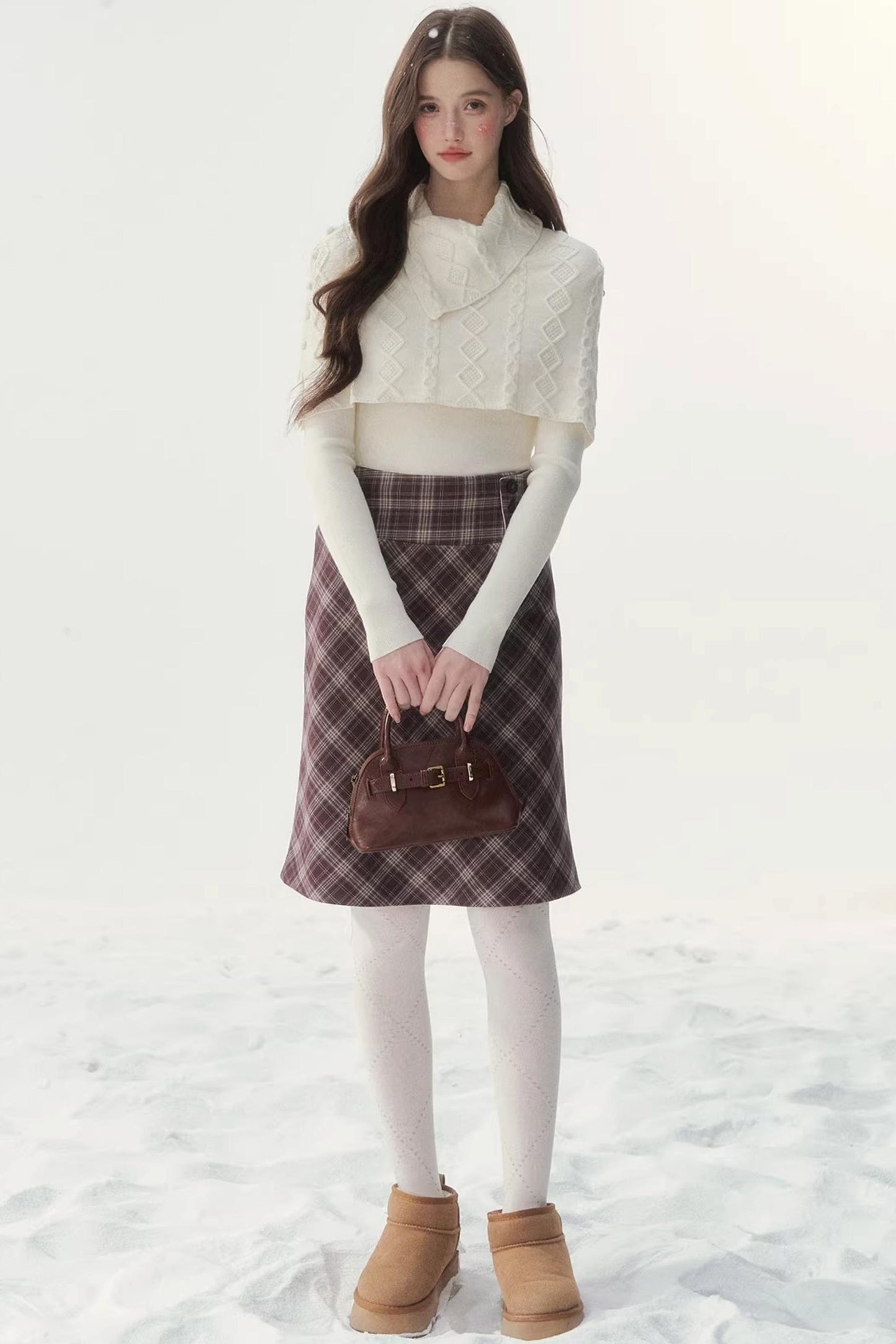 Retro Twist-Knit Cape Sweater