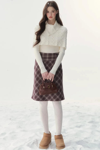 Retro Twist-Knit Cape Sweater