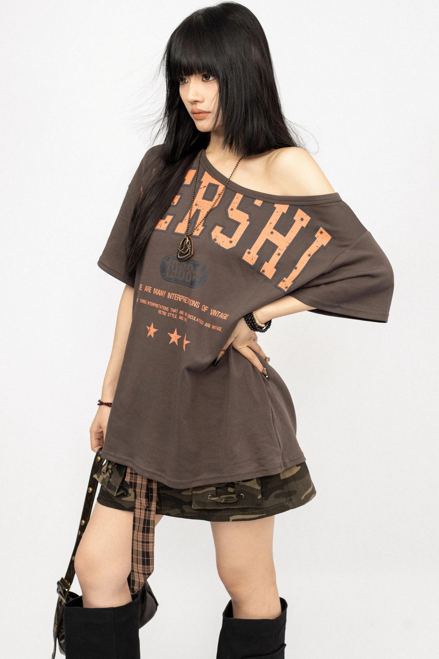 American Babes Alphabet Print Short Sleeve T-Shirt