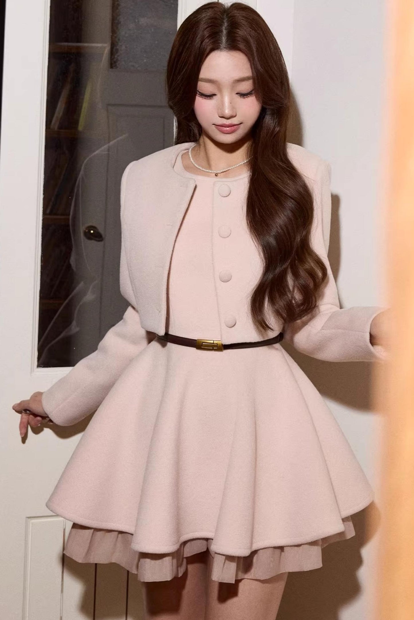 Elegant Wool Dress Short Coat Set-Up