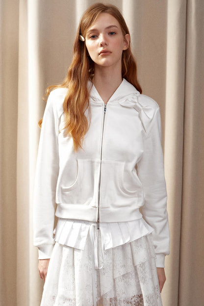 Hooded Zipper White Jacket