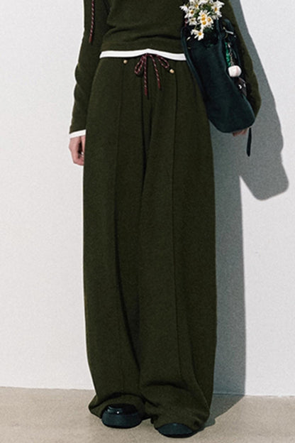 Tears Knit Top & Wide-Leg Pants Set-Up