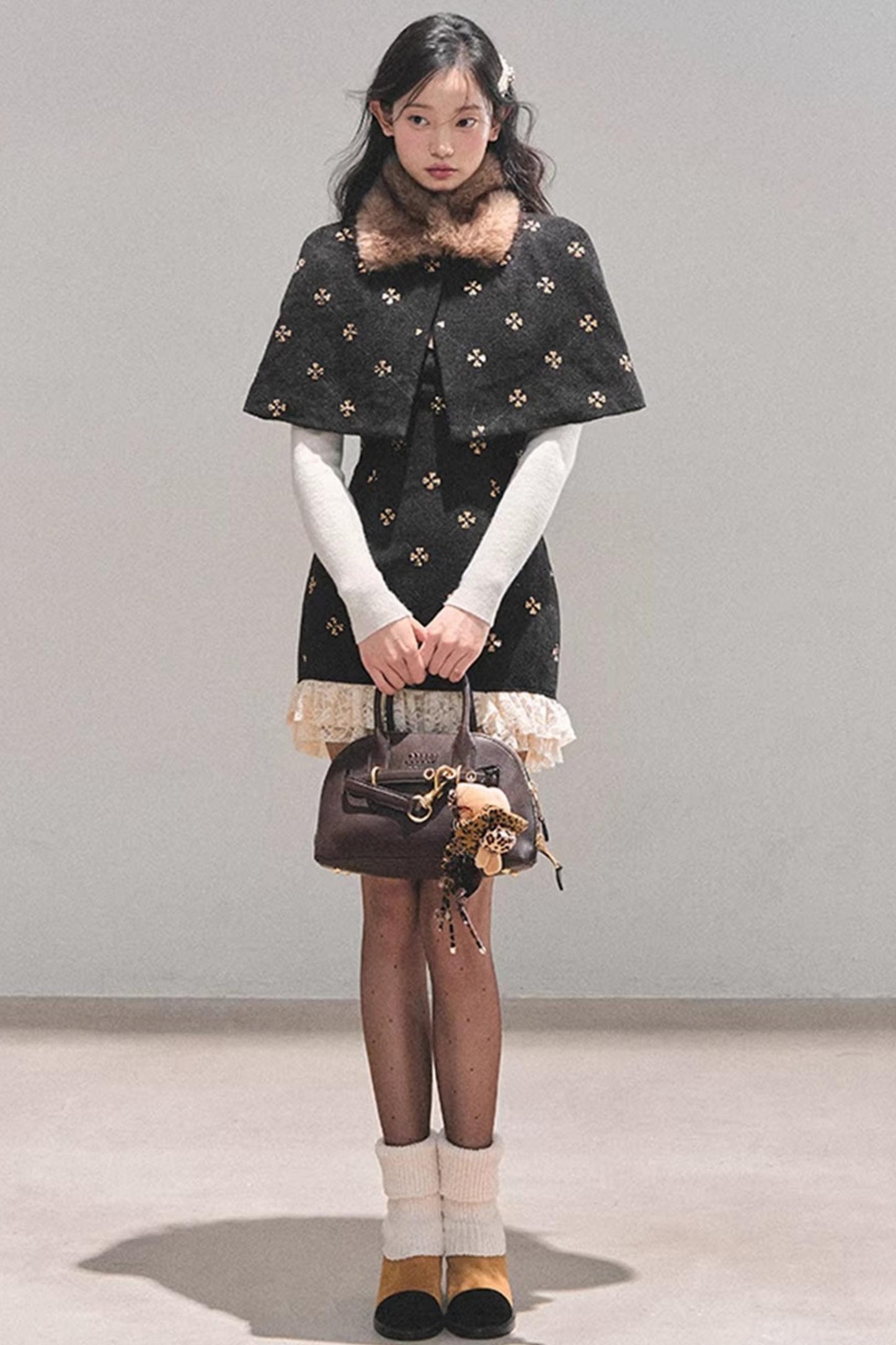 French Woolen Lace Dress Set-Up