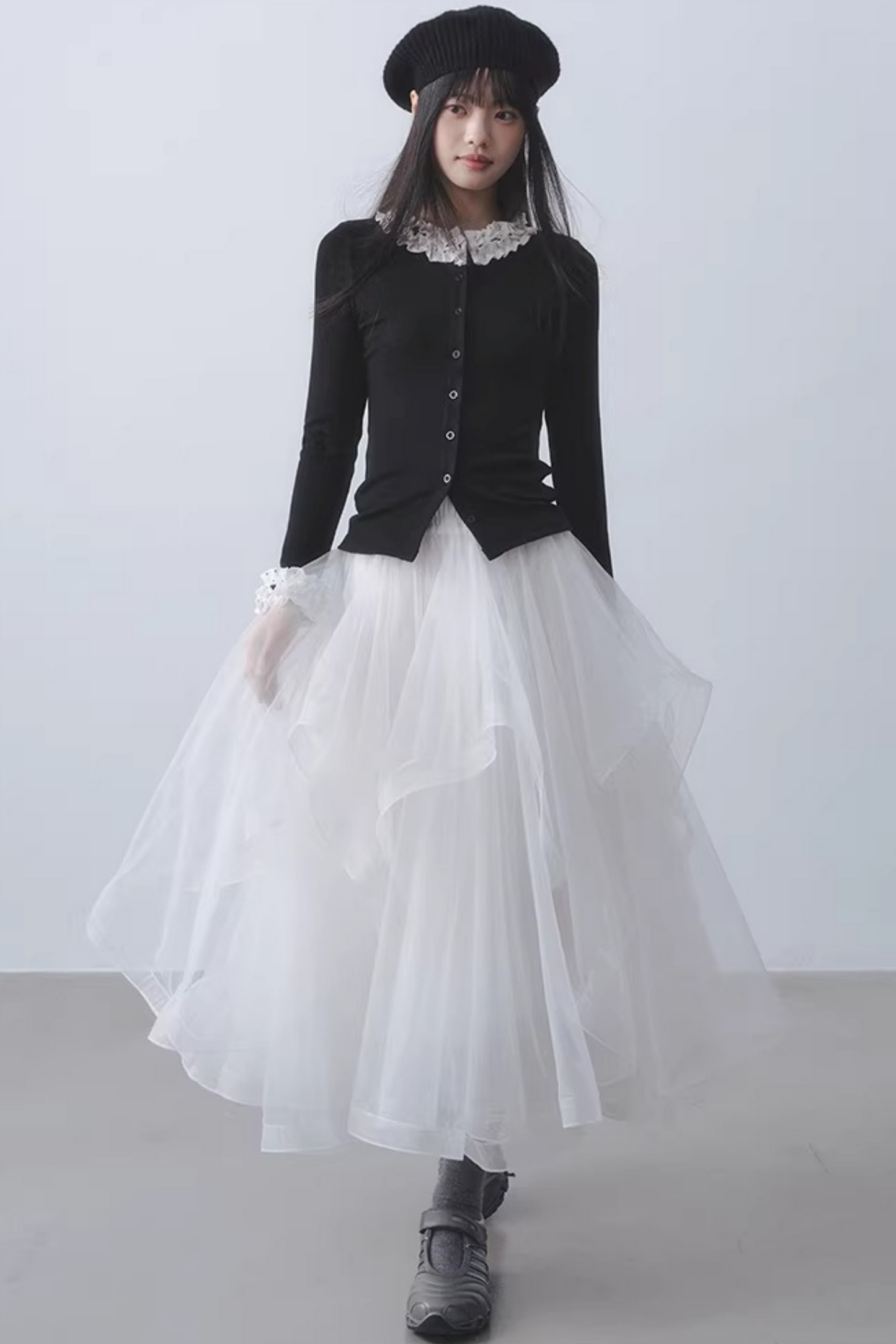 Ethereal White Mesh Skirt