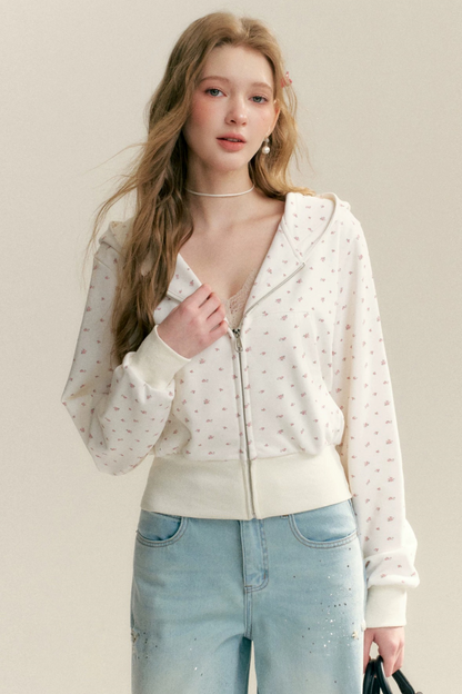 Floral Hooded Cardigan Jacket