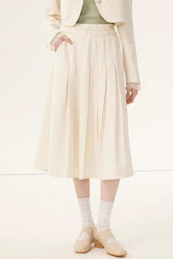 Linen Lace A-Line Skirt