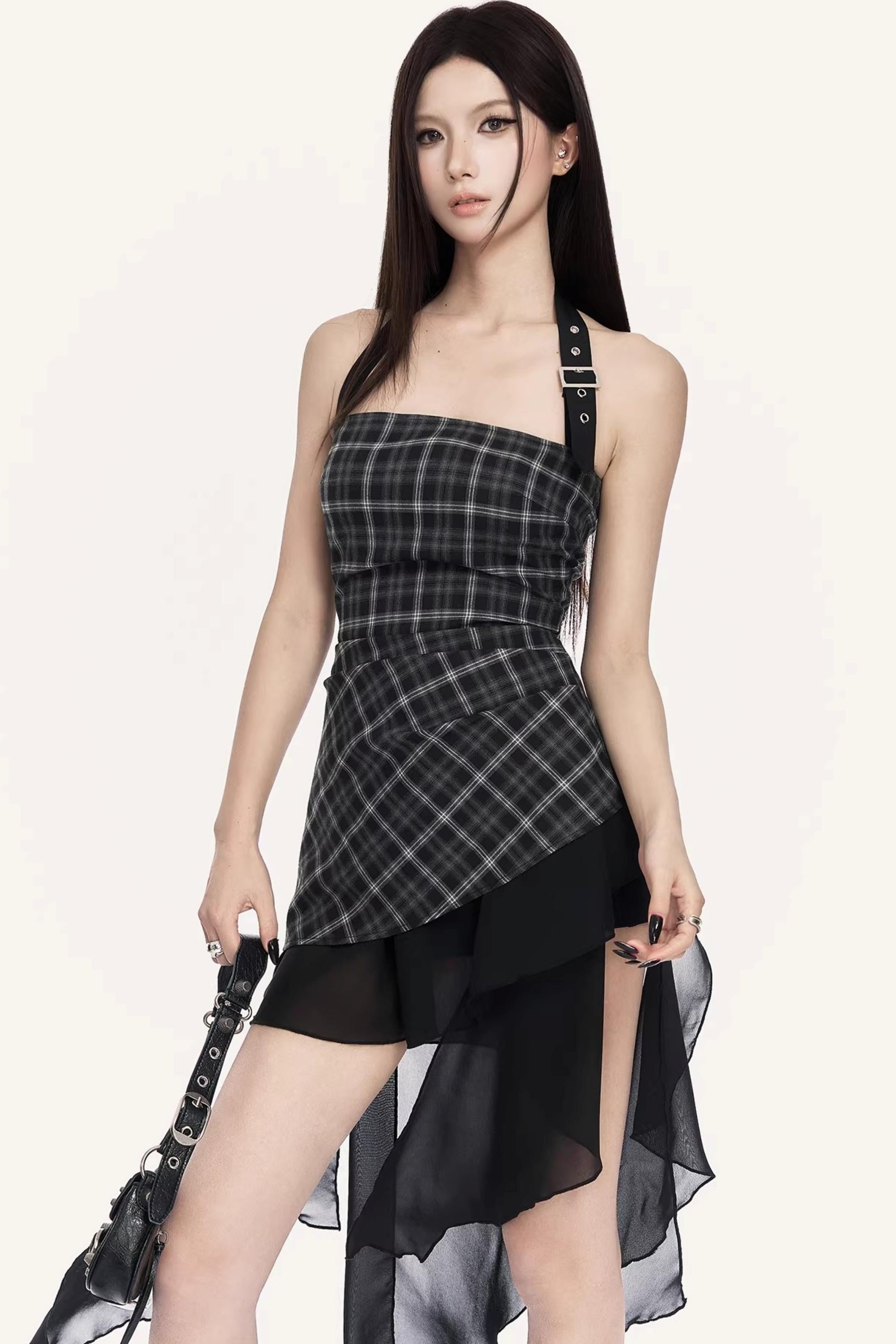 Irregular Ruffle Plaid Dress – UrbanSheek