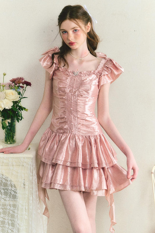 Birthday Cake Pink Pleated Dress