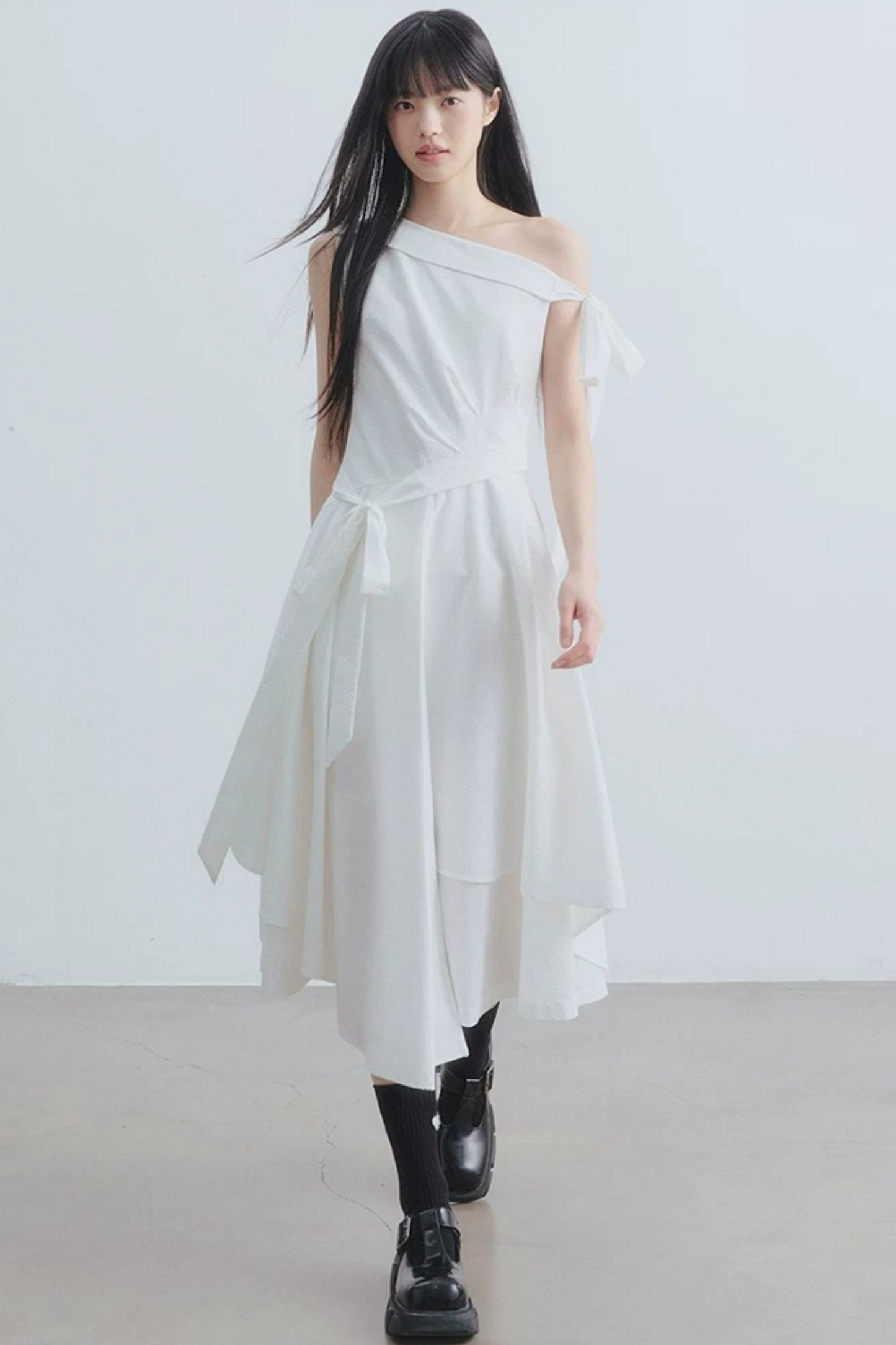 Thin Smoke Camellia A-Line Dress
