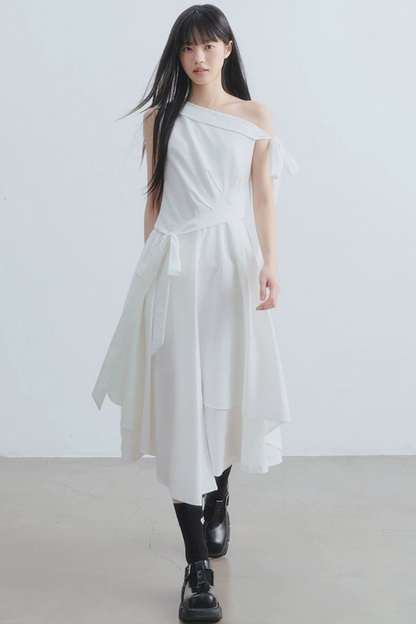 Thin Smoke Camellia A-Line Dress