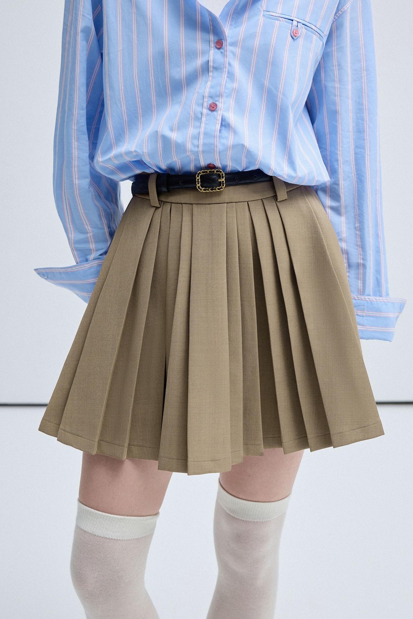 College Style A-Line Pleated Skirt