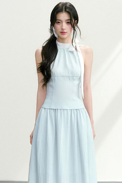 Conjunto de traje elegante con cuello halter