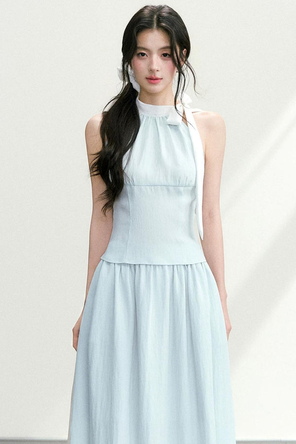 Conjunto de traje elegante con cuello halter