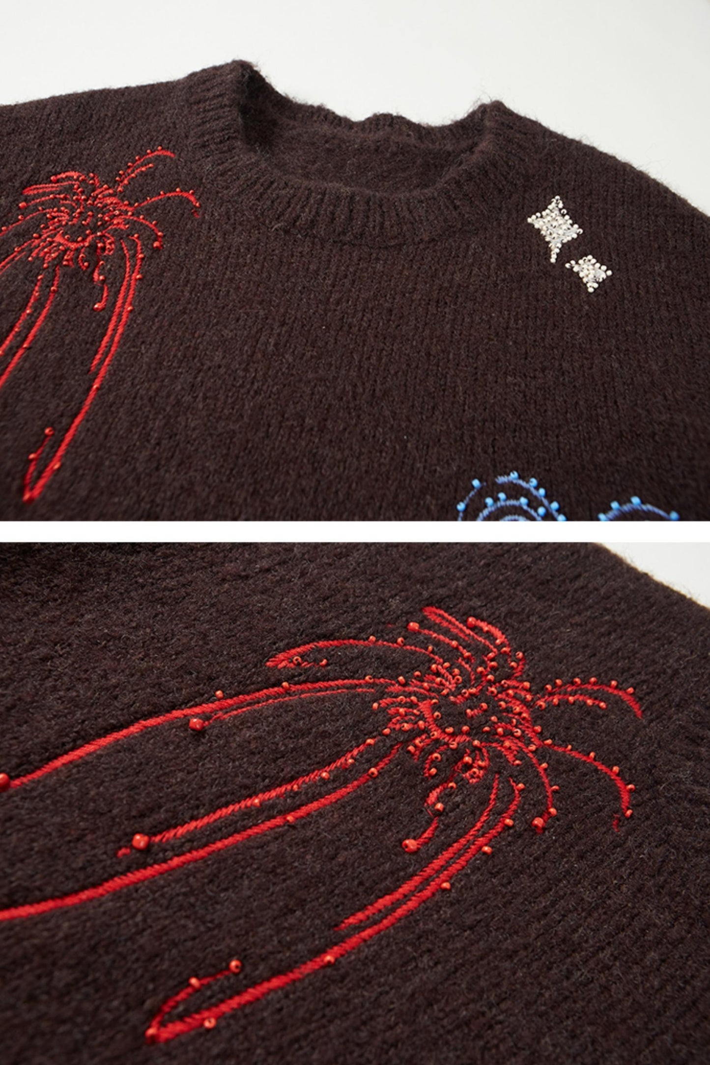 Beaded Fireworks Embroidered Sweater