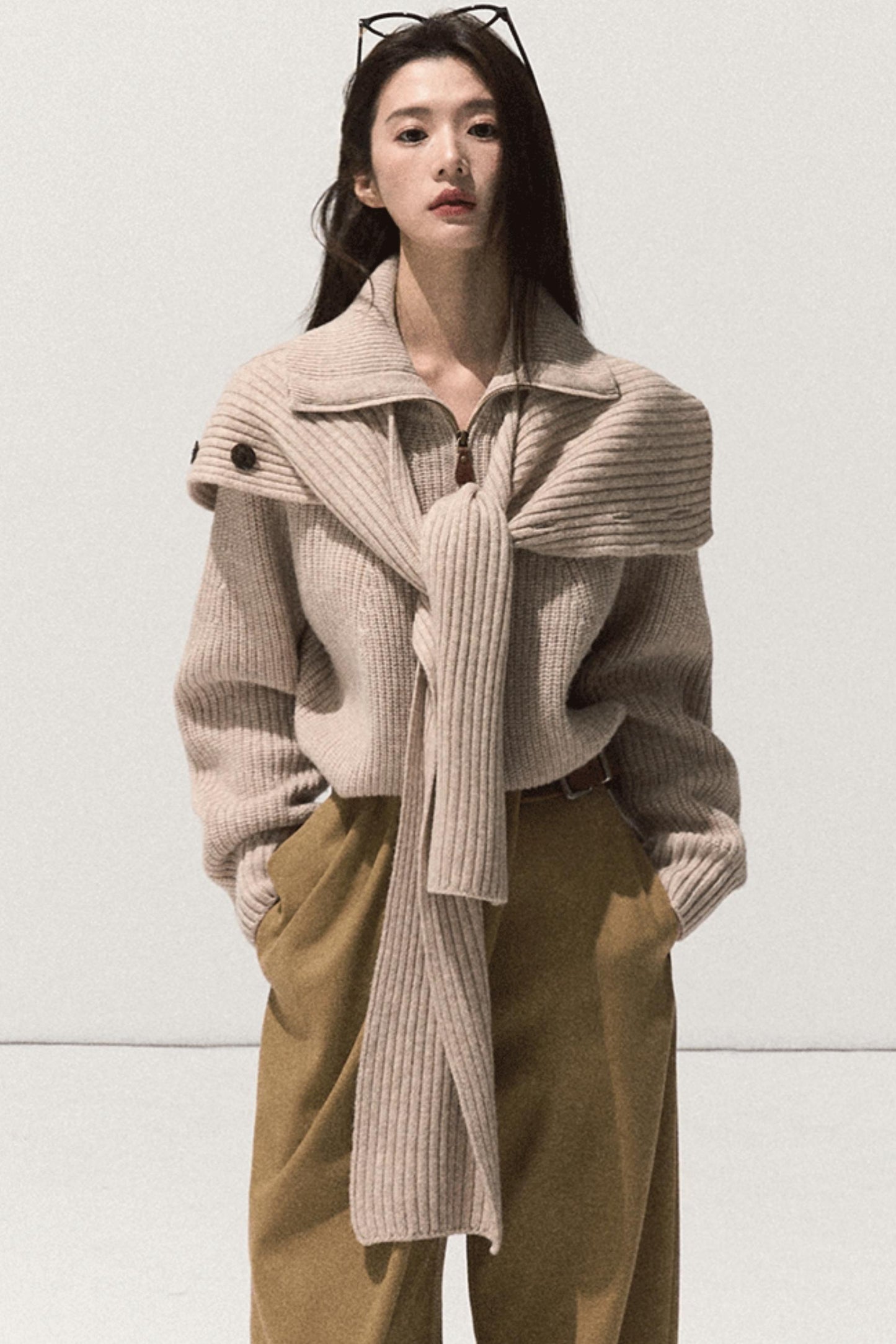 Pleated Winter Wide-Leg Pants