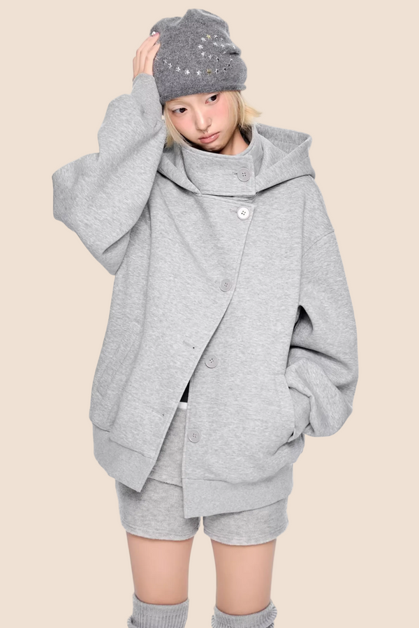 Retro Hooded Sweatshirt Jacket