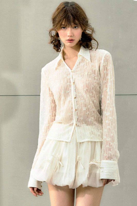 White Lace Blouse Shirt