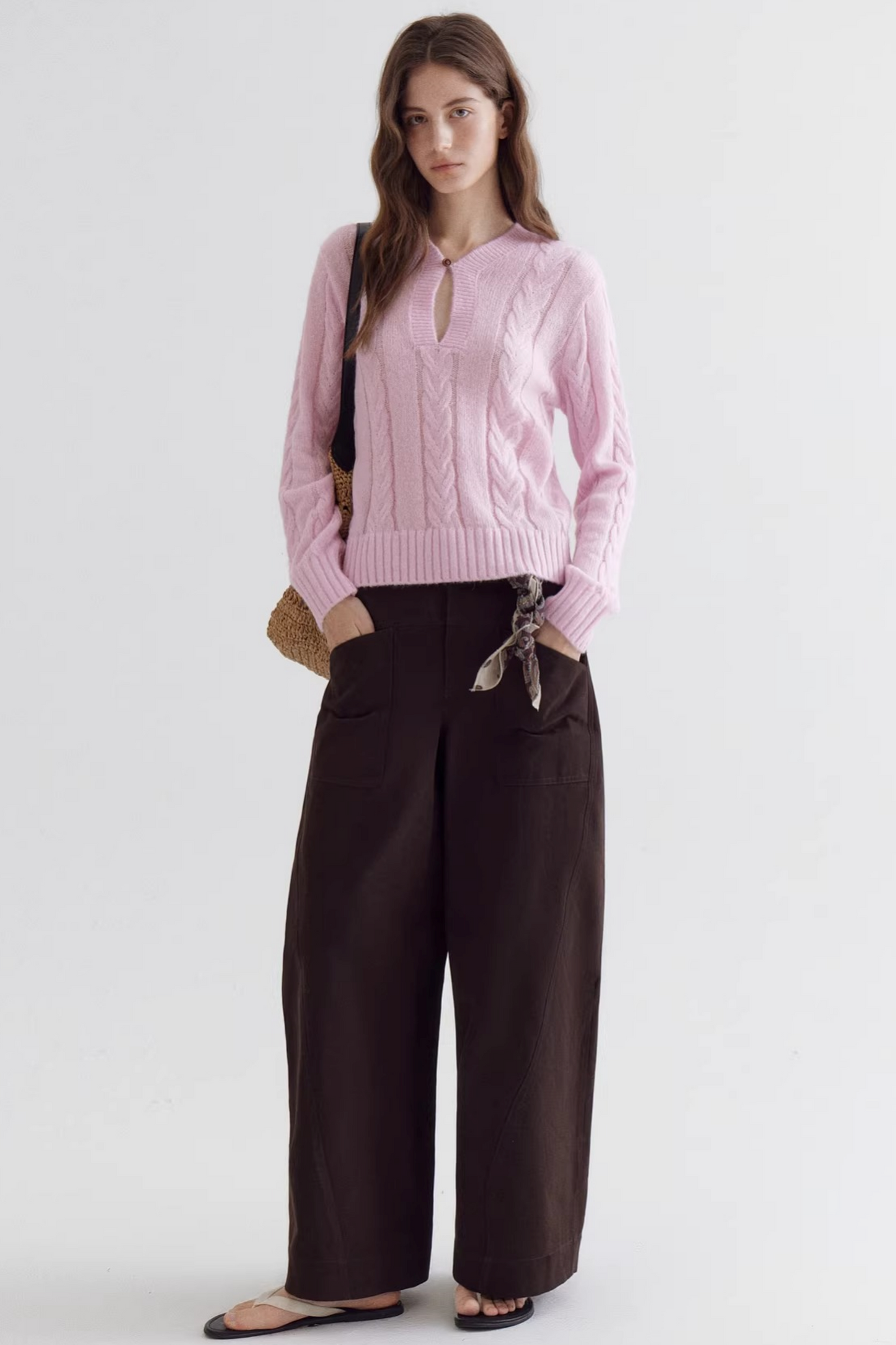 Pink Mohair V-Neck Sweater
