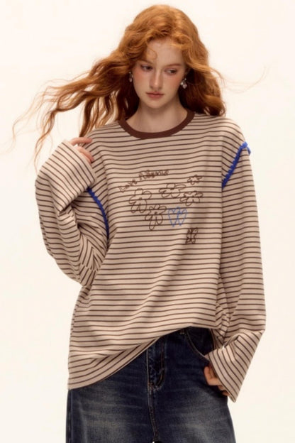Striped Bead Embroidery Top