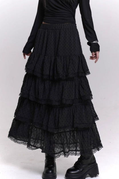 A-Line Chiffon Mesh Skirt