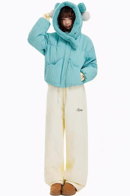 White Duck Down Hooded Puffer Jacket