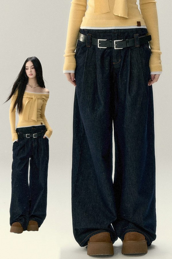 Vintage Wide-Leg Denim Pants