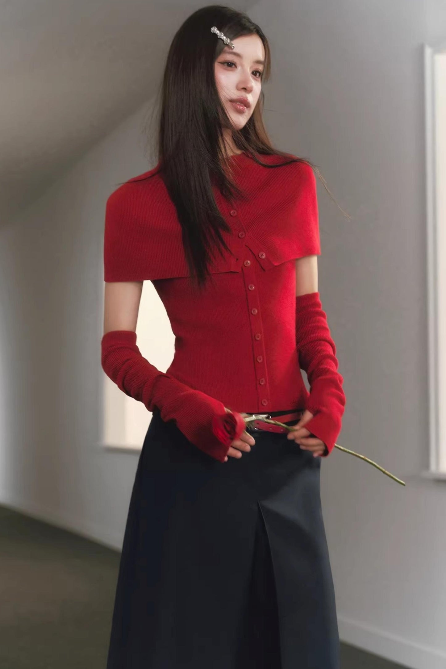 Slim-Fit Knit Cardigan Set-Up