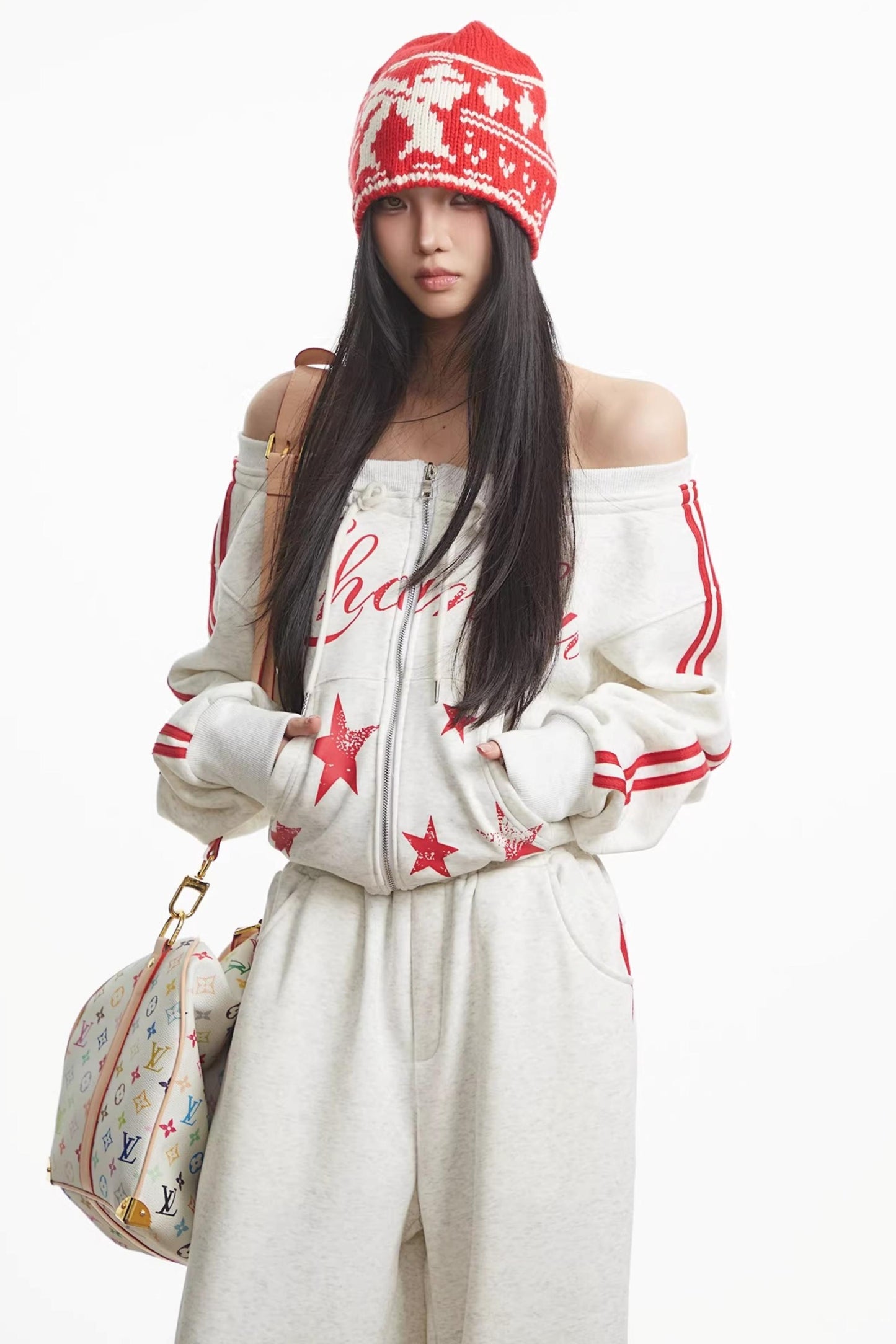 Spicy Girl Off-Shoulder Sweatshirt Set-Up