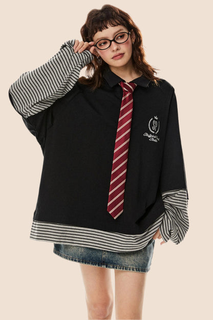 Vintage Fake Two-Piece Polo Top