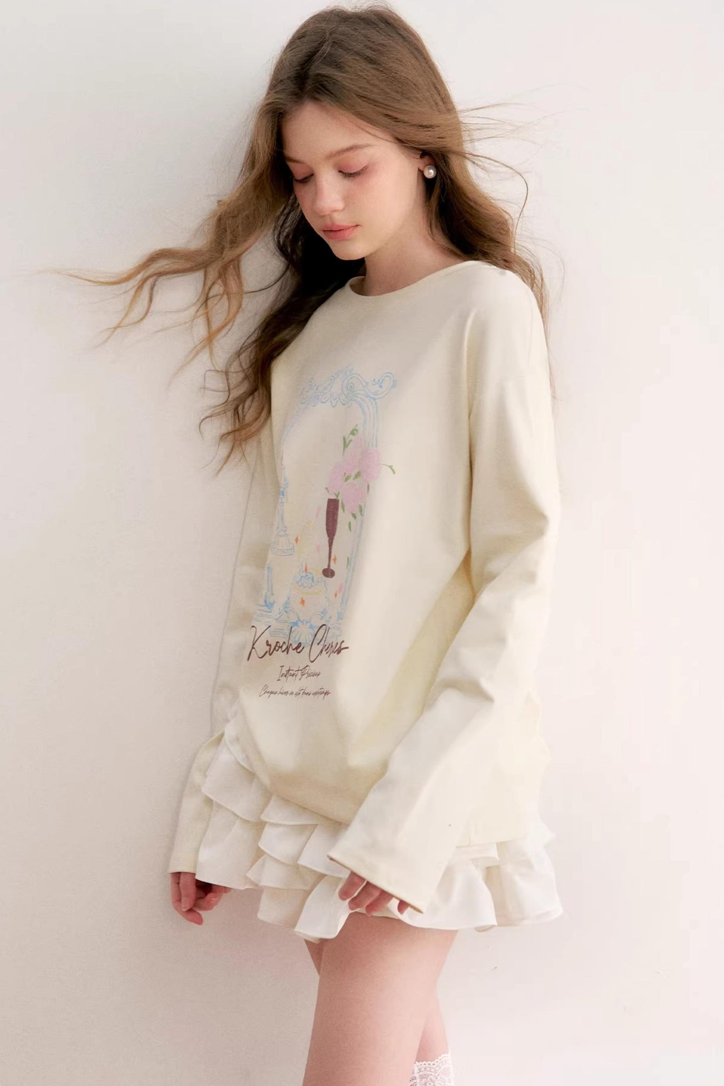 Hand-Painted Rose Cotton Top