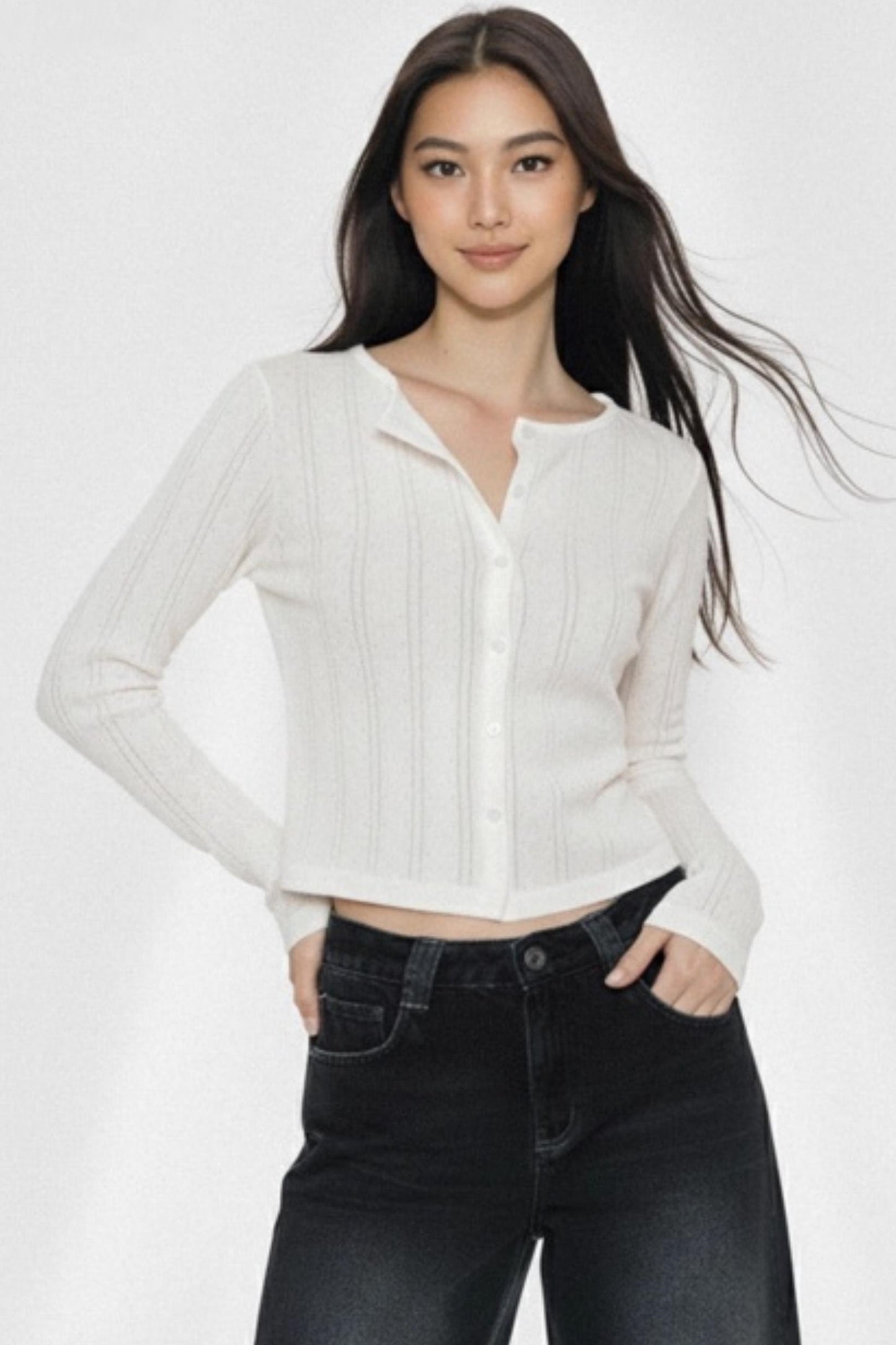White Stripe Jacquard Top