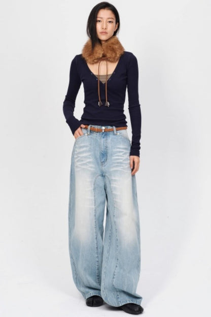 Wool Silk V-Neck Top