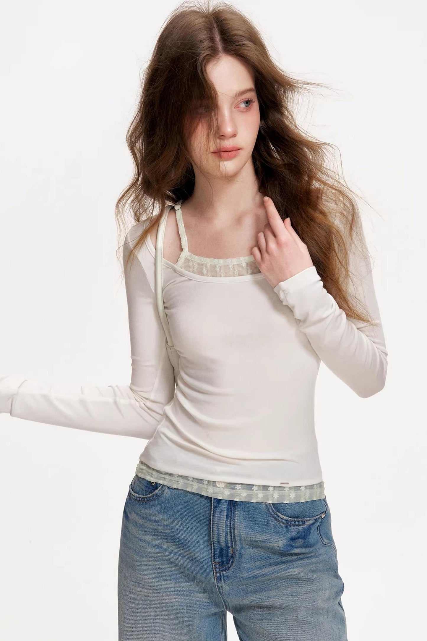 Custom-Dyed Wool Lace Top