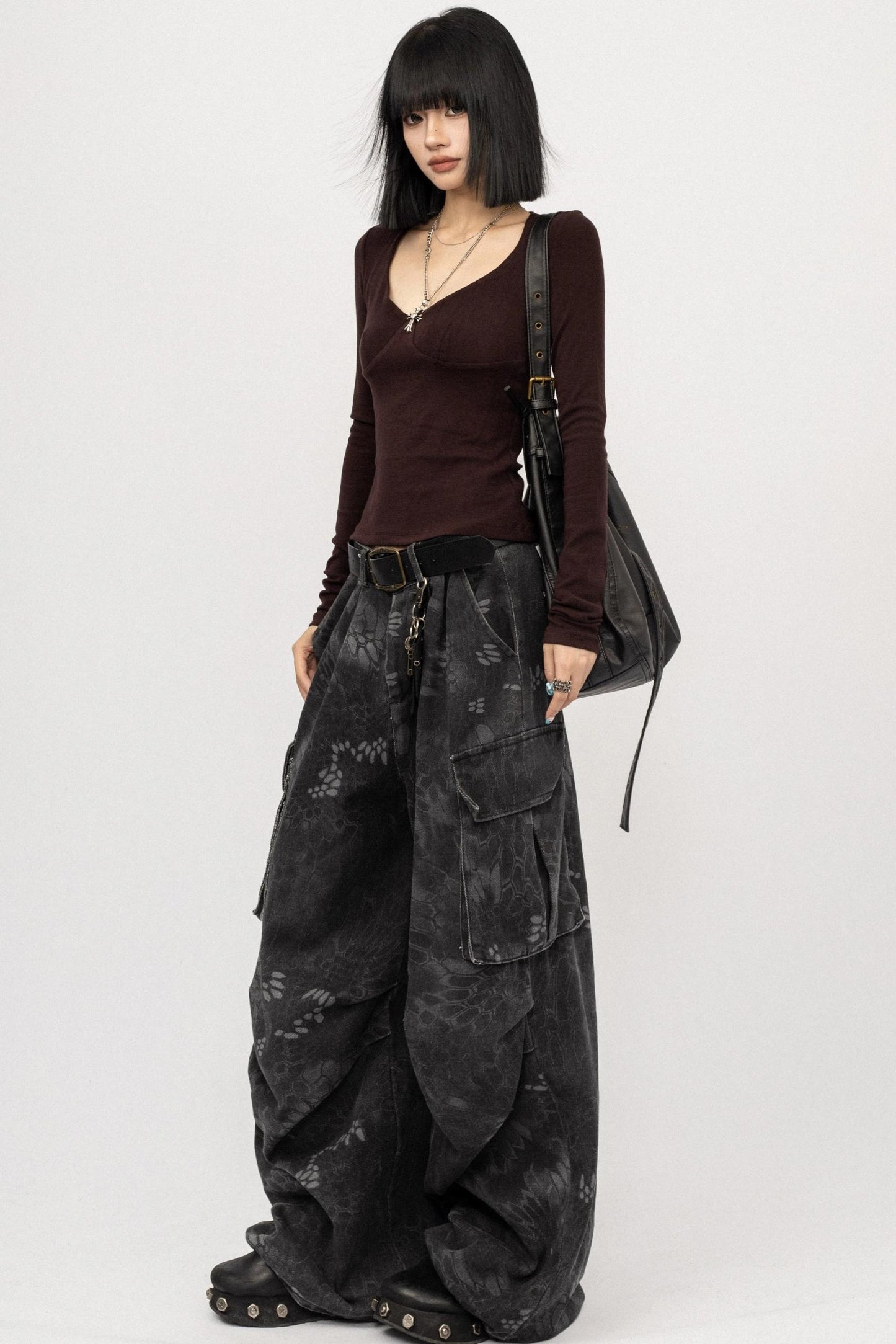 Sweet and Cool Gray Long-Sleeved Top