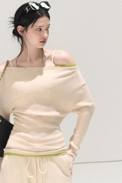 Wool Off-Shoulder Knit Top