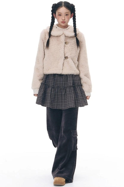 Faux Fur Doll Collar Jacket