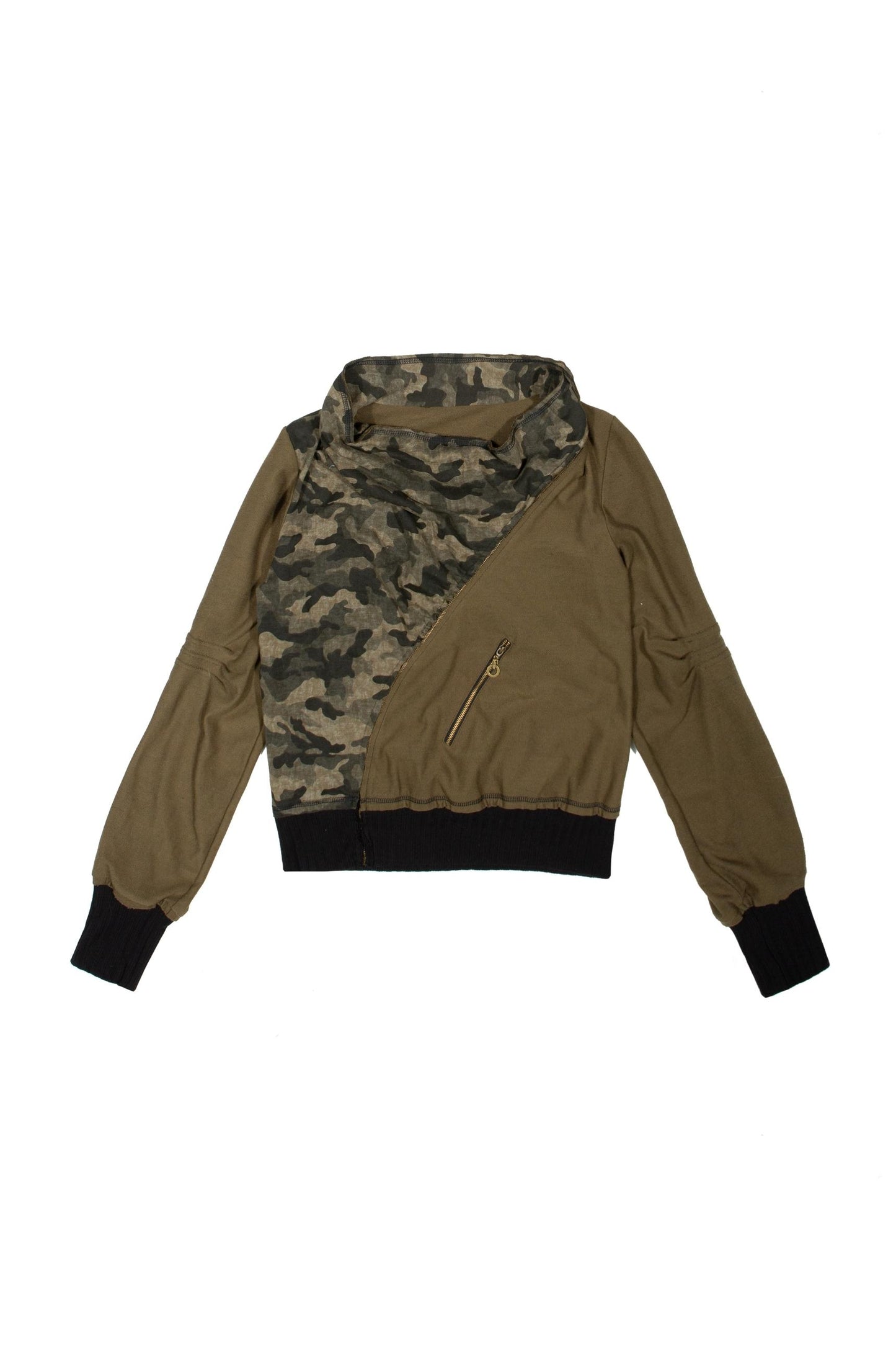 ARIADNAw Wasteland Herbst/Winter Sweatshirt Original Retro Punk Camouflage Langarm getäfelte Swing Neck Jacke