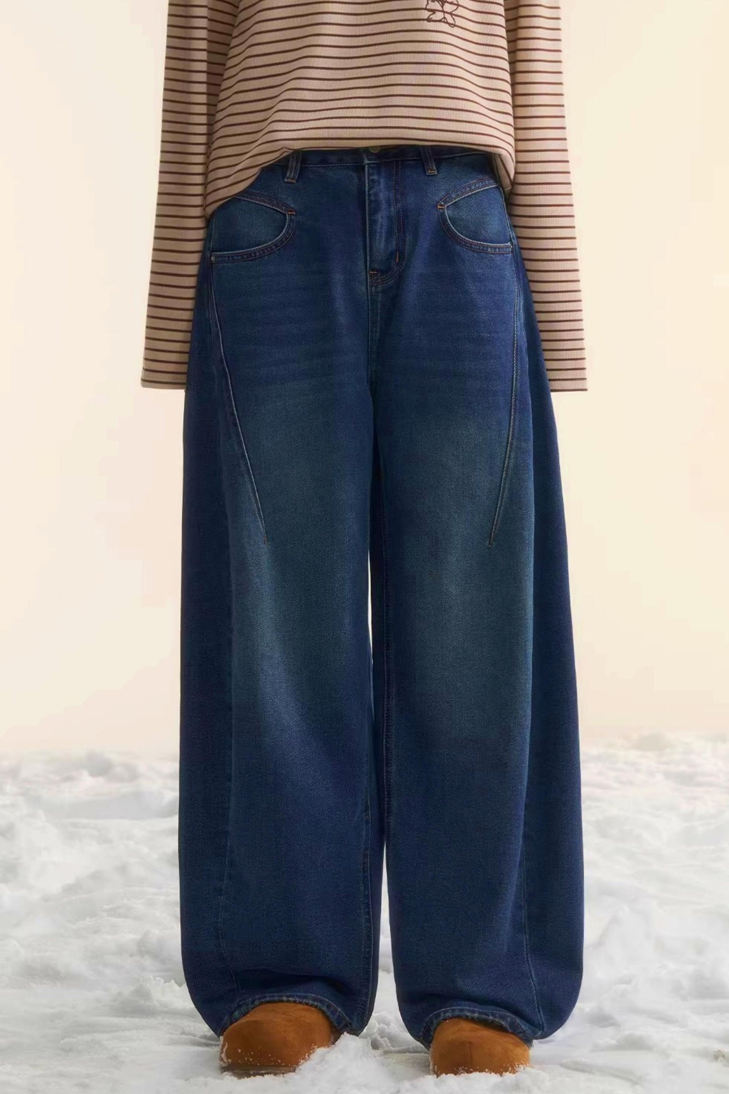 Brushed Distressed Retro Jeans