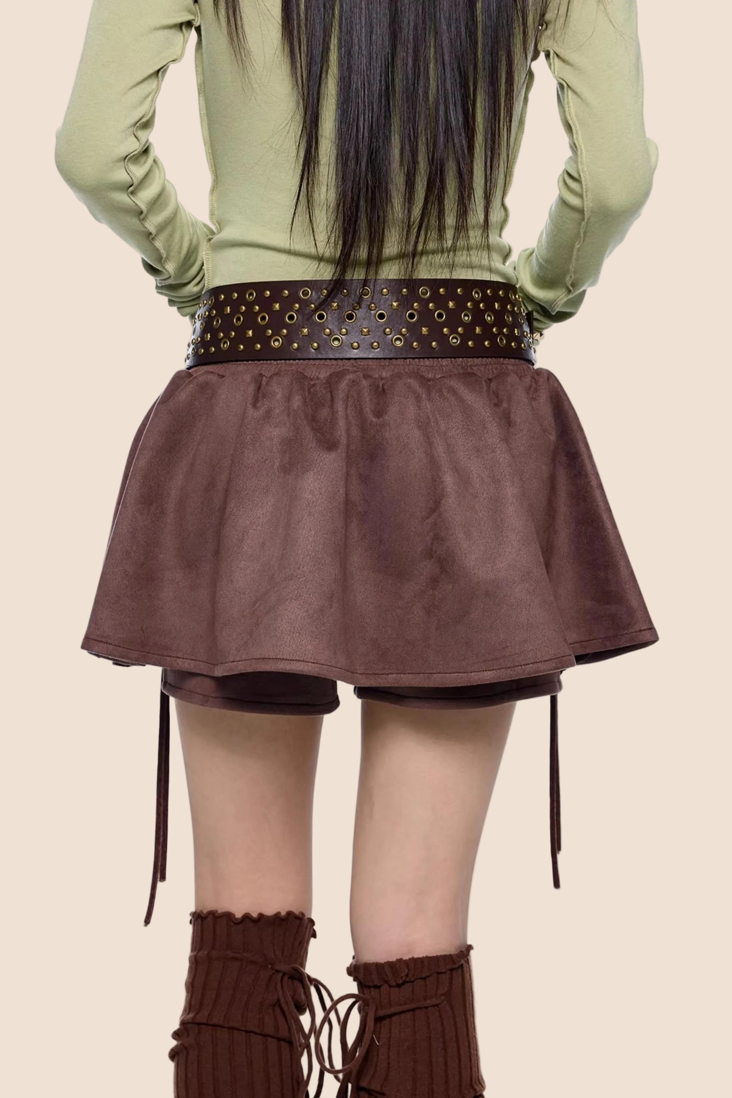 Faux Wildleder Blumenrock