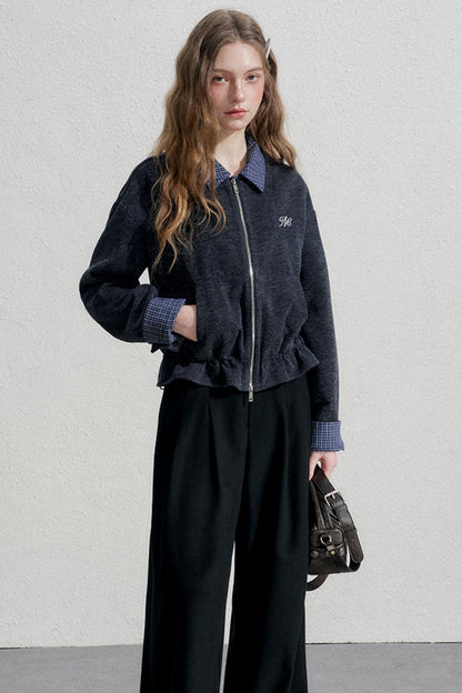 Blue Plaid Patchwork Jacket