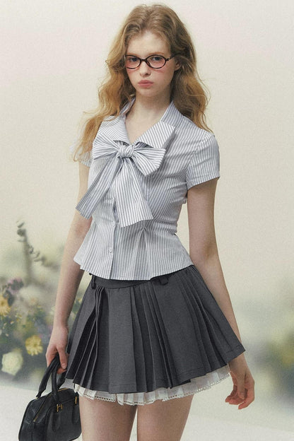 Art Girl Striped Bow Blouse