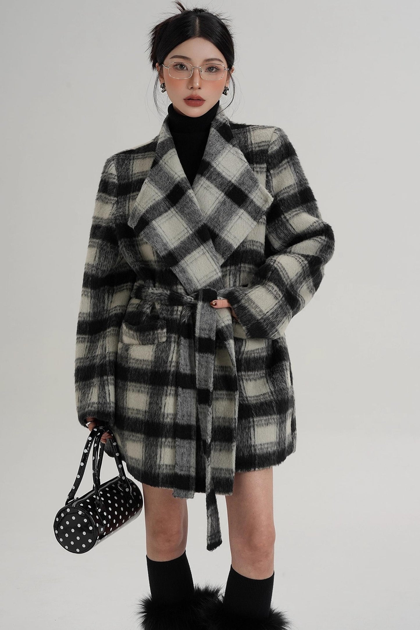 Elegant Plaid Wool Coat