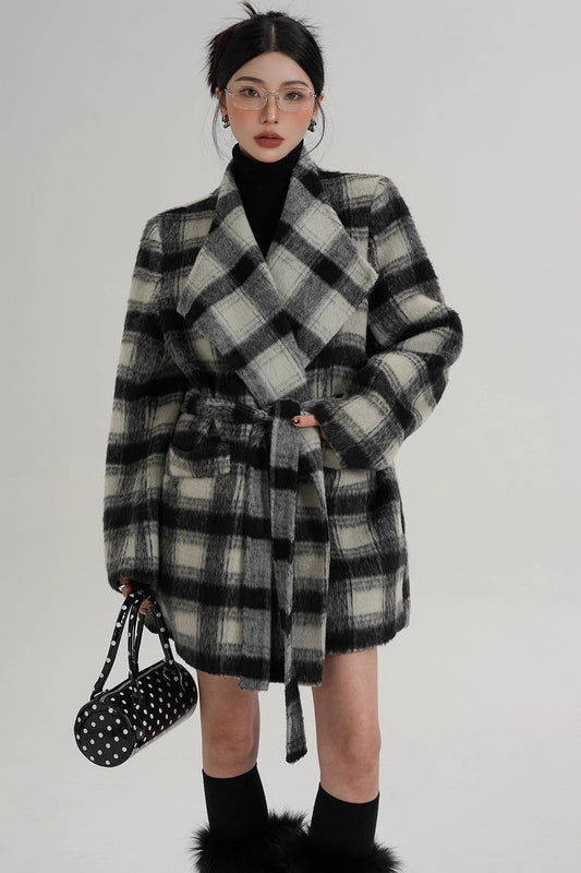 Elegant Plaid Wool Coat